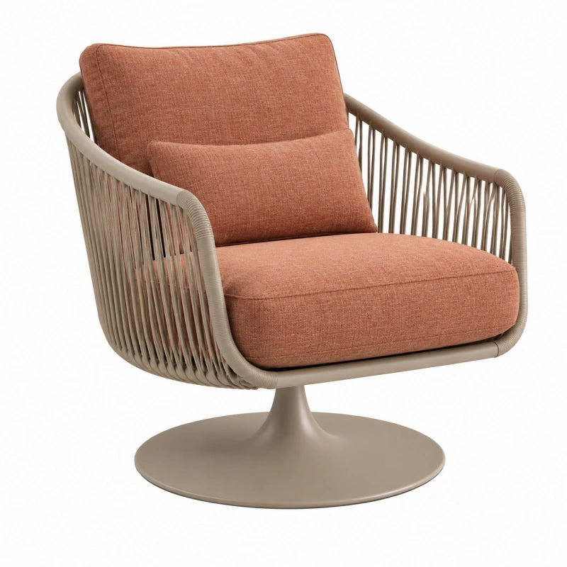 Fauteuil pivotant 82 x 78 x 80 cm taupe et terracotta en métal et textile style contemporain