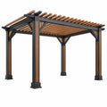 Pergola de jardin 300 x 300 x 240 cm en métal noir et lames effet bois