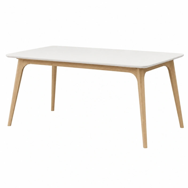 Table de salle à manger 160 x 90 cm plateau blanc pieds en bois style scandinave