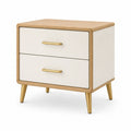 Table de chevet 50 x 40 x 55 cm bois beige à 2 tiroirs style moderne