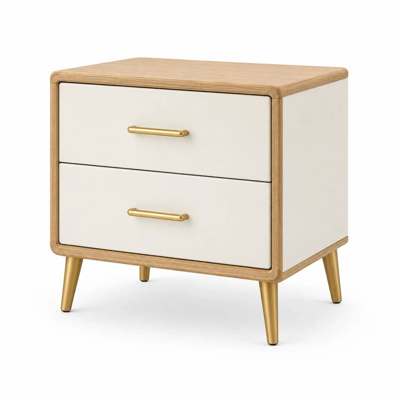 Table de chevet 50 x 40 x 55 cm bois beige à 2 tiroirs style moderne