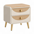 Table de chevet 45 x 40 x 55 cm beige et bois à 2 tiroirs style contemporain