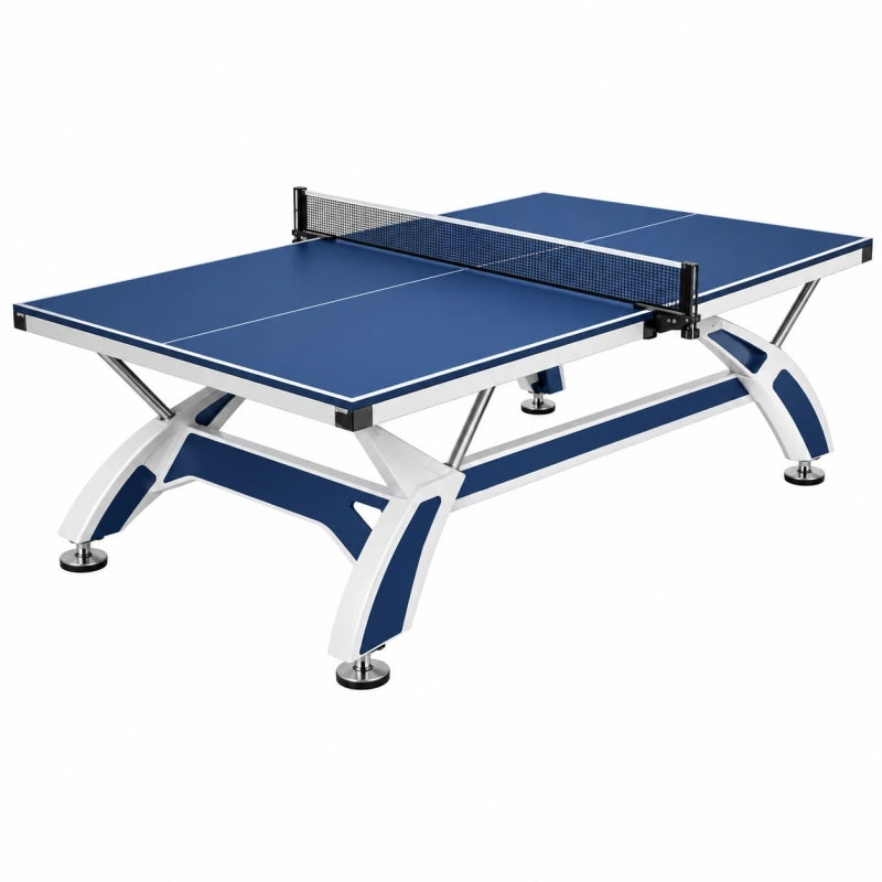 Table de tennis de table 274 x 152.5 x 76 cm bleu acier MDF avec filet